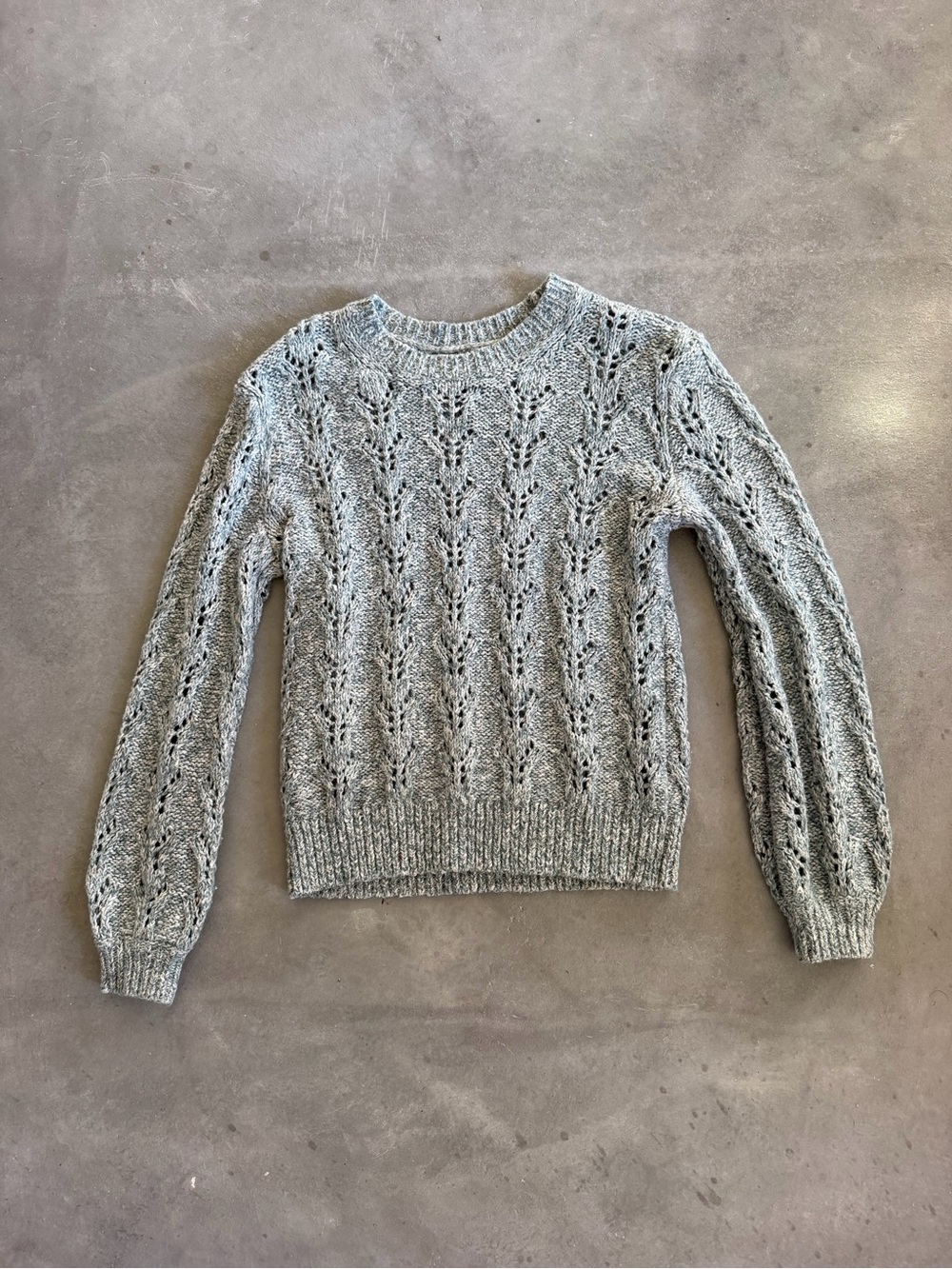 Abercrombie & Fitch Light Gray Openwork Crewneck Sweater